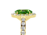 Yellow gold Oval Cut Halo Diamond Ring with Pavé Band and Three-Prong Setting_5