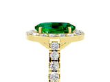 Yellow gold Oval Cut Halo Diamond Ring with Pavé Band and Three-Prong Setting_5
