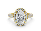 Yellow gold Oval Cut Halo Diamond Ring with Pavé Band_22