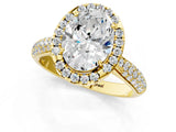 Yellow gold Oval Cut Halo Diamond Ring with Pavé Band_23