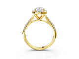Yellow gold Oval Cut Halo Diamond Ring with Pavé Band_25