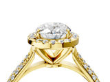 Yellow gold Oval Cut Halo Diamond Ring with Pavé Band_26