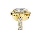 Yellow gold Oval Cut Halo Diamond Ring with Pave Band and Four-Prong Setting_46