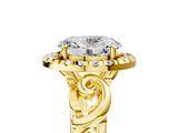 Yellow gold Oval Cut Halo Diamond Ring with Scrollwork Band and Four-Prong Setting_62