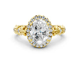 Yellow gold Oval Cut Halo Diamond Solitaire with Filigree Band and Four-Prong Setting_19