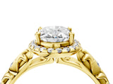 Yellow gold Oval Cut Halo Diamond Solitaire with Filigree Band and Four-Prong Setting_23