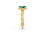 Yellow gold Oval Cut Halo Diamond Solitaire with Filigree Band and Four-Prong Setting_2