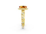 Yellow gold Oval Cut Halo Diamond Solitaire with Filigree Band and Four-Prong Setting_2