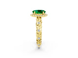 Yellow gold Oval Cut Halo Diamond Solitaire with Filigree Band and Four-Prong Setting_2