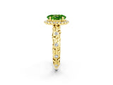 Yellow gold Oval Cut Halo Diamond Solitaire with Filigree Band and Four-Prong Setting_2