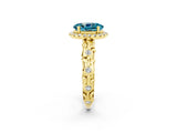 Yellow gold Oval Cut Halo Diamond Solitaire with Filigree Band and Four-Prong Setting_2