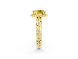 Yellow gold Oval Cut Halo Diamond Solitaire with Filigree Band and Four-Prong Setting_2