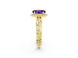 Yellow gold Oval Cut Halo Diamond Solitaire with Filigree Band and Four-Prong Setting_2