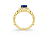 Yellow gold Oval Cut Halo Diamond Solitaire with Filigree Band and Four-Prong Setting_3