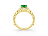 Yellow gold Oval Cut Halo Diamond Solitaire with Filigree Band and Four-Prong Setting_3