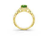 Yellow gold Oval Cut Halo Diamond Solitaire with Filigree Band and Four-Prong Setting_3