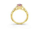 Yellow gold Oval Cut Halo Diamond Solitaire with Filigree Band and Four-Prong Setting_3