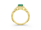 Yellow gold Oval Cut Halo Diamond Solitaire with Filigree Band and Four-Prong Setting_3