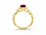 Yellow gold Oval Cut Halo Diamond Solitaire with Filigree Band and Four-Prong Setting_3