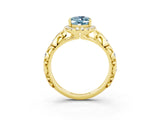 Yellow gold Oval Cut Halo Diamond Solitaire with Filigree Band and Four-Prong Setting_3