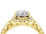 Yellow gold Oval Cut Halo Diamond Solitaire with Filigree Band and Four-Prong Setting_4