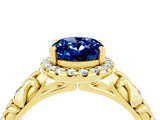 Yellow gold Oval Cut Halo Diamond Solitaire with Filigree Band and Four-Prong Setting_4