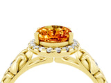 Yellow gold Oval Cut Halo Diamond Solitaire with Filigree Band and Four-Prong Setting_4