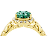 Yellow gold Oval Cut Halo Diamond Solitaire with Filigree Band and Four-Prong Setting_4