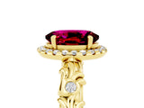 Yellow gold Oval Cut Halo Diamond Solitaire with Filigree Band and Four-Prong Setting_5