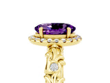 Yellow gold Oval Cut Halo Diamond Solitaire with Filigree Band and Four-Prong Setting_5