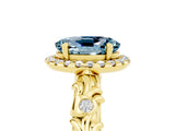 Yellow gold Oval Cut Halo Diamond Solitaire with Filigree Band and Four-Prong Setting_5