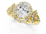 Yellow gold Oval Cut Halo Diamond Split Shank Engagement Ring with Four-Prong Setting_14