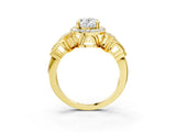Yellow gold Oval Cut Halo Diamond Split Shank Engagement Ring with Four-Prong Setting_16