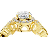 Yellow gold Oval Cut Halo Diamond Split Shank Engagement Ring with Four-Prong Setting_17