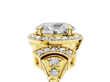 Yellow gold Oval Cut Halo Diamond Split Shank Engagement Ring with Four-Prong Setting_18