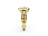 Yellow gold Oval Cut Halo Diamond Split Shank Ring with Prong Setting_5