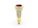 Yellow gold Oval Cut Halo Garnet Ring with Split Shank and Four-Prong Setting_2