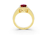 Yellow gold Oval Cut Halo Garnet Ring with Split Shank and Four-Prong Setting_3