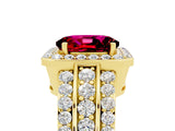 Yellow gold Oval Cut Halo Garnet Ring with Split Shank and Four-Prong Setting_5