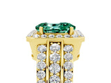 Yellow gold Oval Cut Halo Green Sapphire Ring with Split Shank and Four-Prong Setting_5