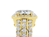 Yellow gold Oval Cut Halo Moissanite Ring with Split Shank and Four-Prong Setting_5