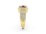 Yellow gold Oval Cut Halo Morganite Ring with Split Shank and Four-Prong Setting_2