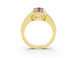 Yellow gold Oval Cut Halo Morganite Ring with Split Shank and Four-Prong Setting_3