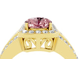 Yellow gold Oval Cut Halo Morganite Ring with Split Shank and Four-Prong Setting_4