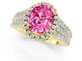 Yellow gold Oval Cut Halo Pavé Diamond Engagement Ring with Split Shank and Four-Prong Setting_1