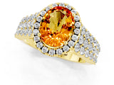 Yellow gold Oval Cut Halo Pavé Diamond Engagement Ring with Split Shank and Four-Prong Setting_1