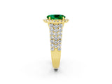 Yellow gold Oval Cut Halo Pavé Diamond Engagement Ring with Split Shank and Four-Prong Setting_2