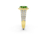 Yellow gold Oval Cut Halo Pavé Diamond Engagement Ring with Split Shank and Four-Prong Setting_2