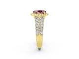 Yellow gold Oval Cut Halo Pavé Diamond Engagement Ring with Split Shank and Four-Prong Setting_2