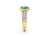 Yellow gold Oval Cut Halo Pavé Diamond Engagement Ring with Split Shank and Four-Prong Setting_2